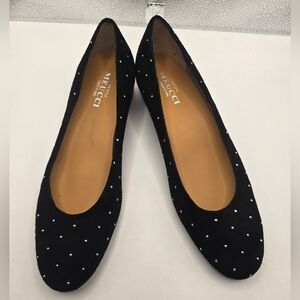 Sesto Meucci Black Suede Embellished With Silver Studs Pumps Flats
